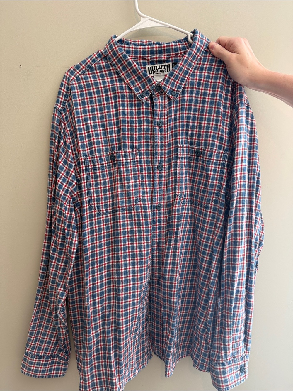 Duluth Trading Co Men's Red & Blue Plaid Button-Down Shirt